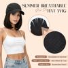 Rich Choices Hat Wigs for Women,Summer Baseball Cap Wigs,Hats with Hair Attached for Women/Men 8Inch Straight Natural Black Hair Black Hat view 3