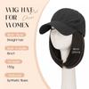 Rich Choices Hat Wigs for Women,Summer Baseball Cap Wigs,Hats with Hair Attached for Women/Men 8Inch Straight Natural Black Hair Black Hat view 4
