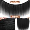 Kinky Straight Bundles Human Hair Mixed 20 22 24Inchs Yaki Straight Human Hair Bunldes Mixed Synthetic 3pcs Brazilian Virgin Remy Weft Extensions For Black Women Black Color view 4