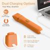 KINGTEE 5-in-1 Electric Bikini Trimmer for Women IPX7 Waterproof Shaver, Cordless Body & Facial Razors for Women, Ceramic Blades, USB-C Rechargeable, Painless Hair Removal Kit (Pure Orange) view 3