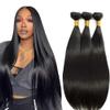Straight Bundles Human Hair Bundles 26 28 30 Inch #1B Natural Black Color Straight 3 Bundle Unprocessed Brazilian Virgin Weave Hair Extensions 50 Gram Per Bundle for Black Women view 1