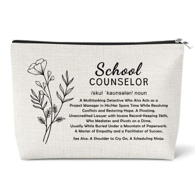 School Counselor Appreciation Gift Makeup Bag Thank You Gifts for Woman Counselling Teacher Educator Counselor Cosmetic Bag Counselling Cosmetic Pouch for Teacher Mentor Retirement Teachers' Day