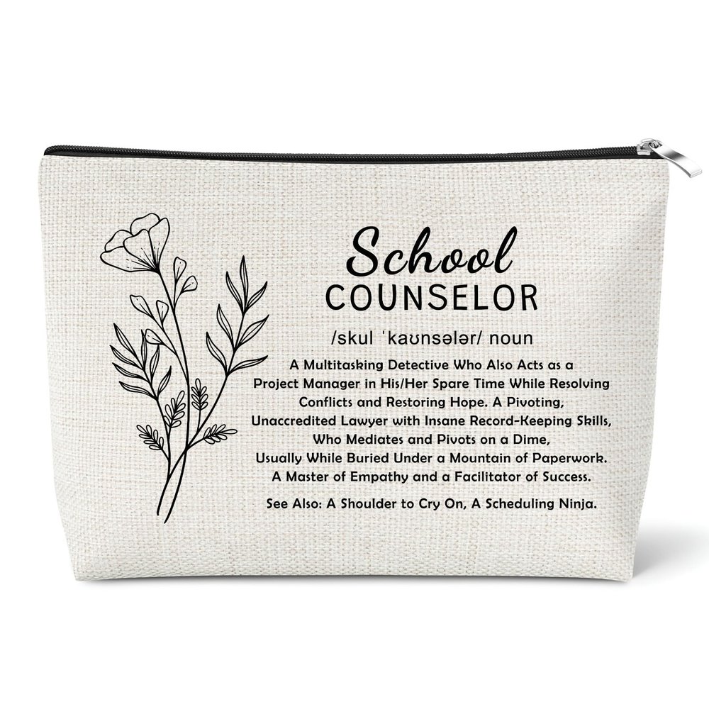 School Counselor Appreciation Gift Makeup Bag Thank You Gifts for Woman Counselling Teacher Educator Counselor Cosmetic Bag Counselling Cosmetic Pouch for Teacher Mentor Retirement Teachers' Day