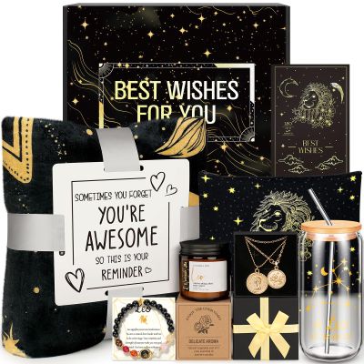 Leo Gifts for Women-Leo Birthday Gifts for Women,Her, Mom, Wife, Self Care Package,Get Well Soon, Birthday Mother's Day Baskets Astrological Baskets with Blanket