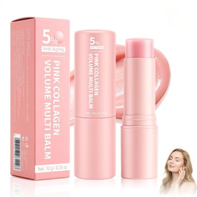 2Pcs PDRN Pink Collagen Volume Multi Balm Stick, Volumizing Hydrating Firming for Face, Collagen Plumping Stick for Under Eyes, Neck, Forehead, Smile Lines & Lips, Hydrating Wrinkle & Smoothing Care