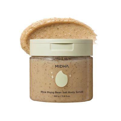 MIDHA Rice Mung Bean Salt Body Scrub | Gentle Exfoliating Body Scrub, Removes Dead Skin & Impurities, Hydrating Body Polish, Smooth & Soft Skin, Korean Body Care, 11.9 Oz