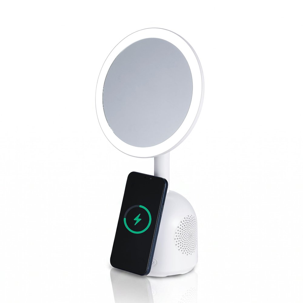 ELLE - LED Vanity Mirror with Bluetooth Speaker and Wireless Charging
