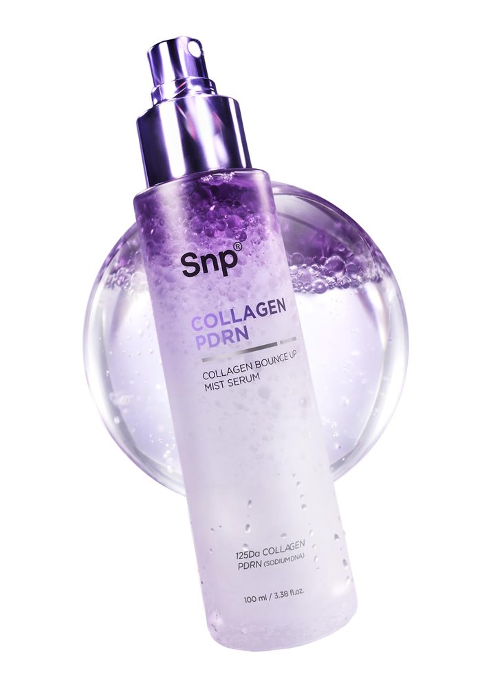 SNP Collagen Bounce Up Mist Serum 100ml Korean 2-Layer Face Mist with 8 Types of Collagen & PDRN | Firming, Hydrating & Radiance Boost | K-Beauty Glow Mist for All Skin Types | 3.38 Oz