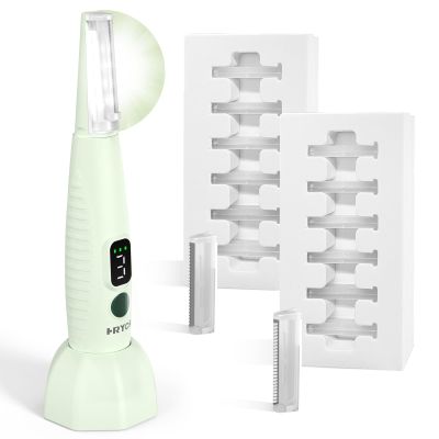MSDWLGS Dermaplane Razor for Women Face Sonic,Rechargeable Dermaplaning Tool for Facial Exfoliation and Peach Fuzz Hair Removal, with LED Light and 12 Refill Blades, 3 Speeds(Green)