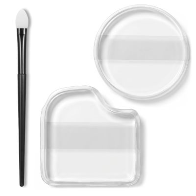 3Pcs Silicone Makeup Applicator with Makeup Brush, Clear & Non-Absorbent