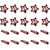 10 Pack Metal Snap Hair Clip Small Red Barrettes, Drip and Star Shape Pins Accessories for Women All Types view 3