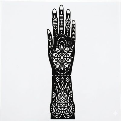 Temporary Mehndi Stencil Set - Professional Henna Art Stencils for Full Hand & Wrist - Mehndi Stencil Stickers (Sticker 6)