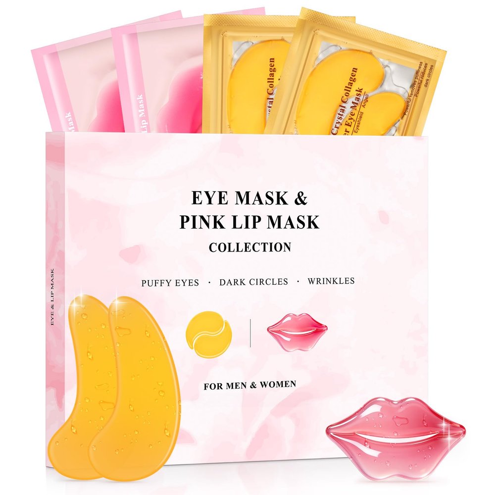 30 Pairs Eye Mask & Lip Mask, 24K Gold Eye Patches and Collagen Lip Patch