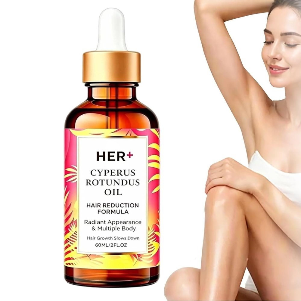 HER+ Cyperus Rotundus Oil for Hair Removal, Organics Facial Hair Remover for Women, Smooth Skin Grooming Oil for Arm, Leg, Underarm, Quick and Gentle Depilatory Serum for Sensitive Skin (1Pack, Fresh)
