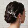 Amabro Crystal Bride Hair Comb Silver Rhinestone Bridal Side Comb Hair Piece Accessories Fancy Wedding Prom Elegant Clip for Women view 1