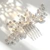 Amabro Crystal Bride Hair Comb Silver Rhinestone Bridal Side Comb Hair Piece Accessories Fancy Wedding Prom Elegant Clip for Women view 2