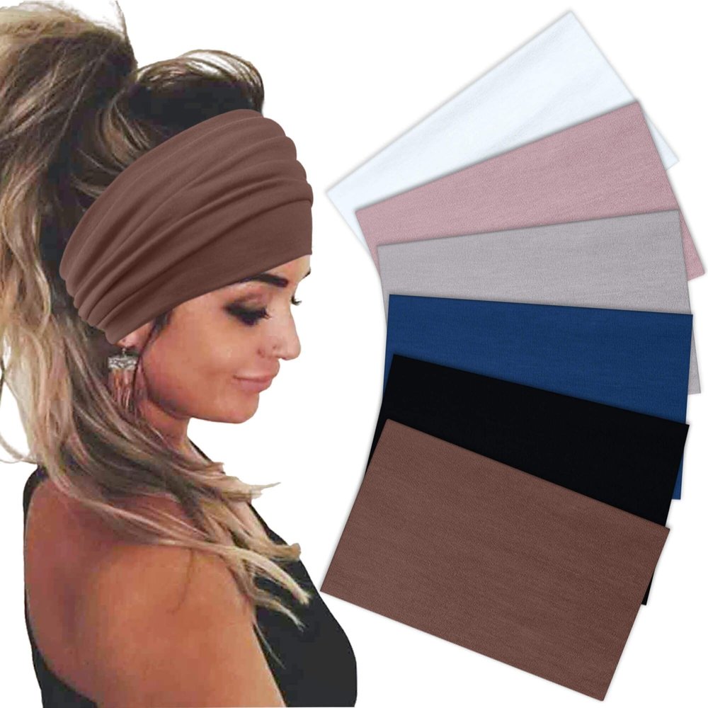 Sefiinh 6 Pack Wide Headbands For Women, Boho Headband, Stretch Head Bands