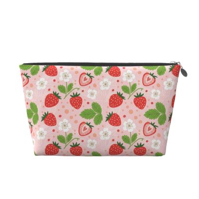 MANQINF Strawberry Makeup Bag for Purse,Fruit Cosmetic Pouch,Travel Organizer Zipper Toiletry Case for Women Men