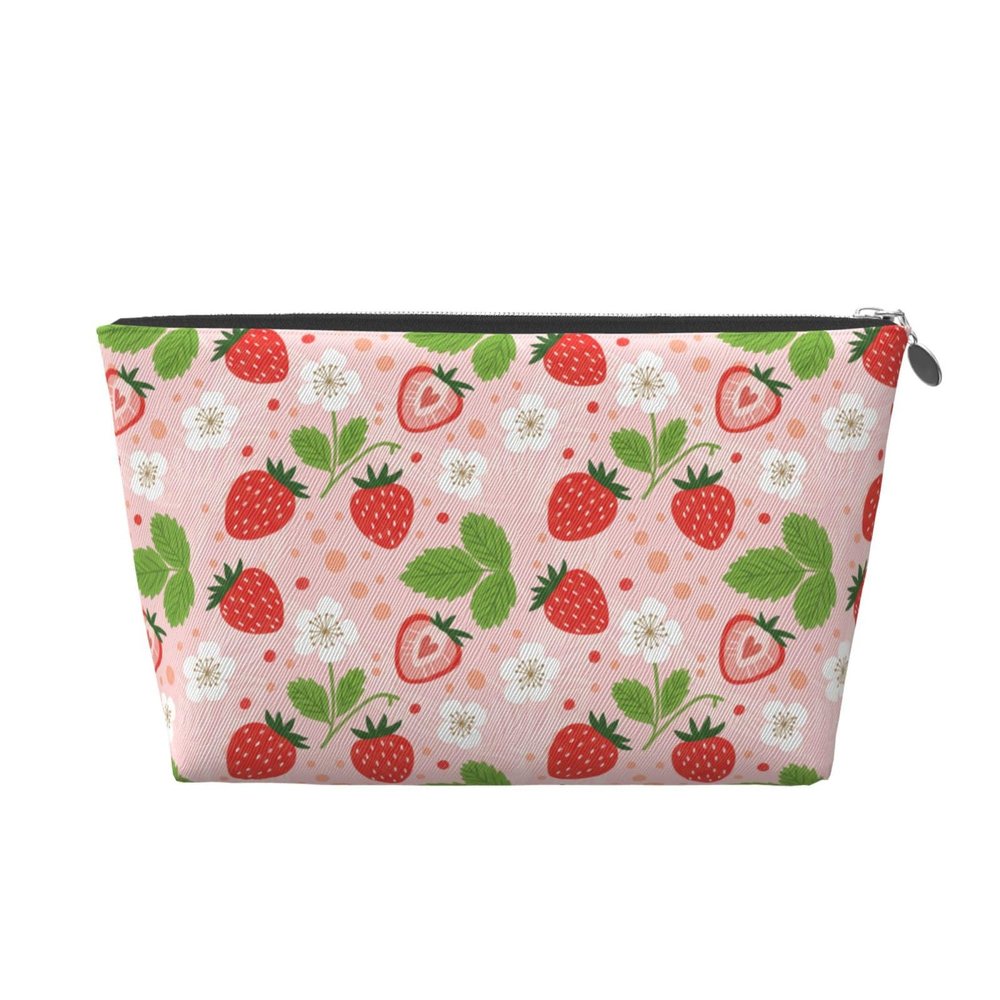 MANQINF Strawberry Makeup Bag for Purse,Fruit Cosmetic Pouch,Travel Organizer Zipper Toiletry Case for Women Men