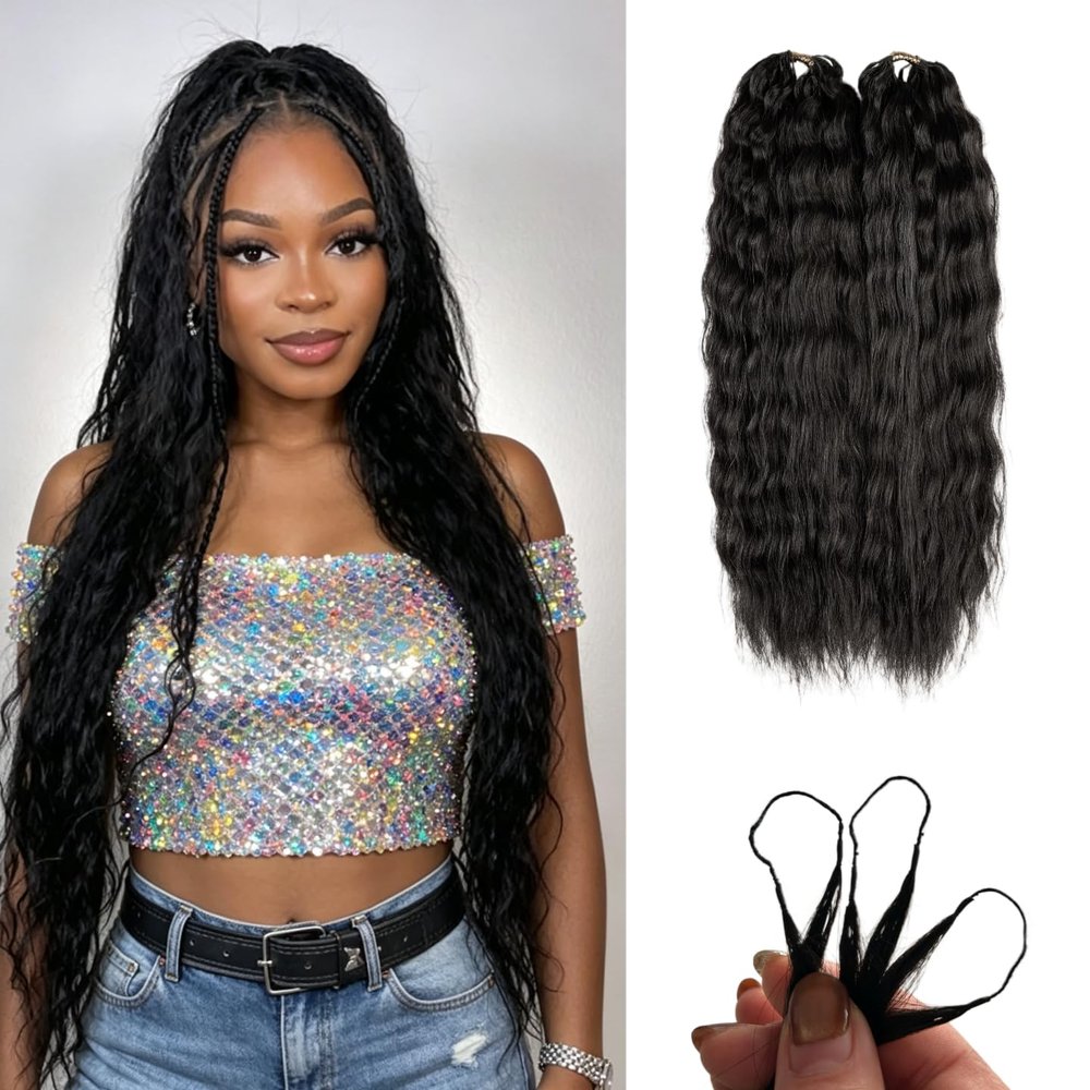 Knotless Pre-Separated Crochet Hair Wet and Wavy Super Wave Feather Crochet Hair Human Hair Natural Color 10inch 200g