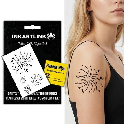 INKARTLINK Fireworks Temporary Tattoos, Realistic Waterproof Fake Tattoos