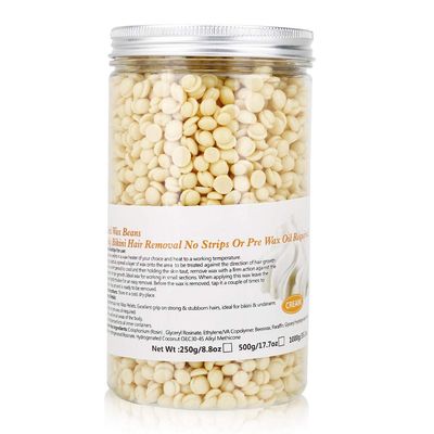 Adfaga 4 Flavor Hard Wax Beans Hair Removal Kit Gentle Effective Depilatory Wax for Bikini Legs Arms Underarms Ingredients No Strips Needed 500g Jar (Creme)