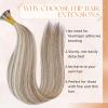 100% Remy Hair I Tip Hair Extensions Human Hair 16Inch Itip Human Hair Extensions #60/7 Brown Balayage Light Brown with Blonde 30g/pack view 4