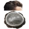 LYRICAL HAIR Toupee for Men Human Hair Replacement System Injected Poly Skin Male Prothesis Durable PU Mens Hairpiece Wig 5"X7" #310 Dark Brown+10% Gray 120% Medium Light to Medium Density view 1