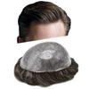 LYRICAL HAIR Toupee for Men Human Hair Replacement System Injected Poly Skin Male Prothesis Durable PU Mens Hairpiece Wig 5"X7" #210 Darkest Brown+10% Gray 120% Medium Light to Medium Density view 1