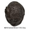 LYRICAL HAIR Toupee for Men Human Hair Replacement System Injected Poly Skin Male Prothesis Durable PU Mens Hairpiece Wig 5"X7" #210 Darkest Brown+10% Gray 120% Medium Light to Medium Density view 2