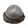 LYRICAL HAIR Toupee for Men Human Hair Replacement System Injected Poly Skin Male Prothesis Durable PU Mens Hairpiece Wig 5"X7" #210 Darkest Brown+10% Gray 120% Medium Light to Medium Density view 3