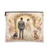 Wedding Lakeland Terrier Dog Makeup Bag, Luxury Floral Marriage Cosmetic Travel Pouch for Women, Portable Small Canvas Zipper Organizer, Pet Toiletry Bag 7x9 Inch view 1