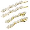 QXUJI 4PCS Gold Pearl Hair Clips, Wedding Bridal Hair Barrette view 1