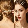 QXUJI 4PCS Gold Pearl Hair Clips, Wedding Bridal Hair Barrette view 4