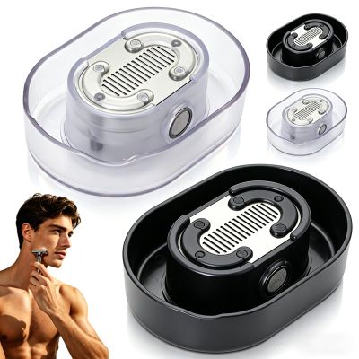 Razor Rinser 2.0, Portable Razor Cleaner Tool Quickly, the Clean Shave Razor Rinser Suitable for Most Head Razors, Straight Razor Holder, No Electricity Require (Transparent + Black)