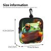 KKLWEGU Small Neoprene Pouch, Mini Portable Makeup Bag With Carabiner Keychain Waterproof Travel Coin Purse Storage Bag Lovely Tree Frogs Clutch Cosmetic Organizer For Women view 2