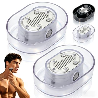 Razor Rinser 2.0, Portable Razor Cleaner Tool Quickly, the Clean Shave Razor Rinser Suitable for Most Head Razors, Straight Razor Holder, No Electricity Require (Transparent * 2PCS)