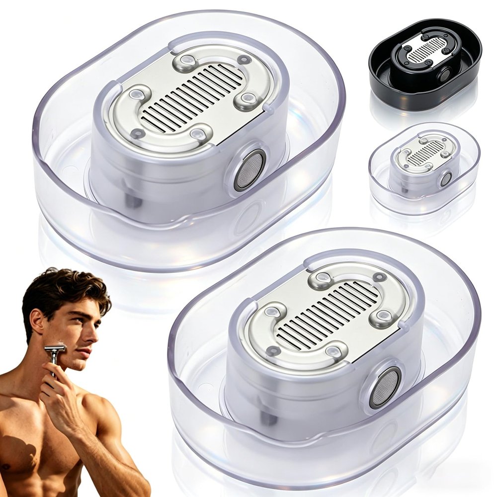 Razor Rinser 2.0, Portable Razor Cleaner Tool Quickly, the Clean Shave Razor Rinser Suitable for Most Head Razors, Straight Razor Holder, No Electricity Require (Transparent * 2PCS)