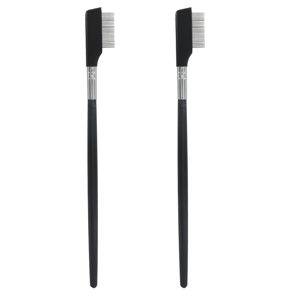 Coufce 2 Pack Eyelash Comb, Metal Eyelash Brush Separator Tool, Eyebrow Brush Grooming Brushes, Eyebrow Comb with Metal Teeth, Eye Makeup Tool for Women (Long Handle)