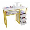 Nail Desk, Manicure Table with Three Drawers Spacious Desktop Open Shelf Strong Load-Bearing Capacity & Smooth Edge Marbling Texture Manicure Desk for Living Rooms Offices Nail Salons Beauty Salons view 1
