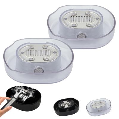Upgraded The Razor Rinser, Razor Cleaner, Razor Rinser Cleaner, Cleans Blades No Electricity Required, Manual Push Type Razor Rinser, Straight Razor Holder, for Most Head Razors (Transparent*2)