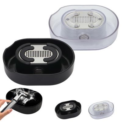 Upgraded The Razor Rinser, Razor Cleaner, Razor Rinser Cleaner, Cleans Blades No Electricity Required, Manual Push Type Razor Rinser, Straight Razor Holder, for Most Head Razors (Black+Transparent)