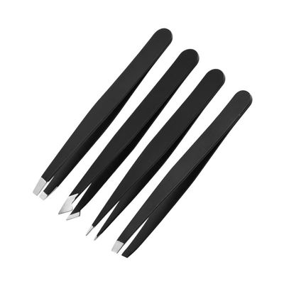 Eyebrow Clip 4-Piece Set - Hair Removal and Shaping Scissors - Stainless Steel Beard Removal Tool - Suitable for Both Men and Women (Black)