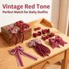 15Pcs Back to School Uniform Hair Bows Set- Grosgrain Hair Clips Bow Headband Ribbon Alligator Ponytail Holder for Toddlers Teen Girls Uniform Party (Maroon White) view 2
