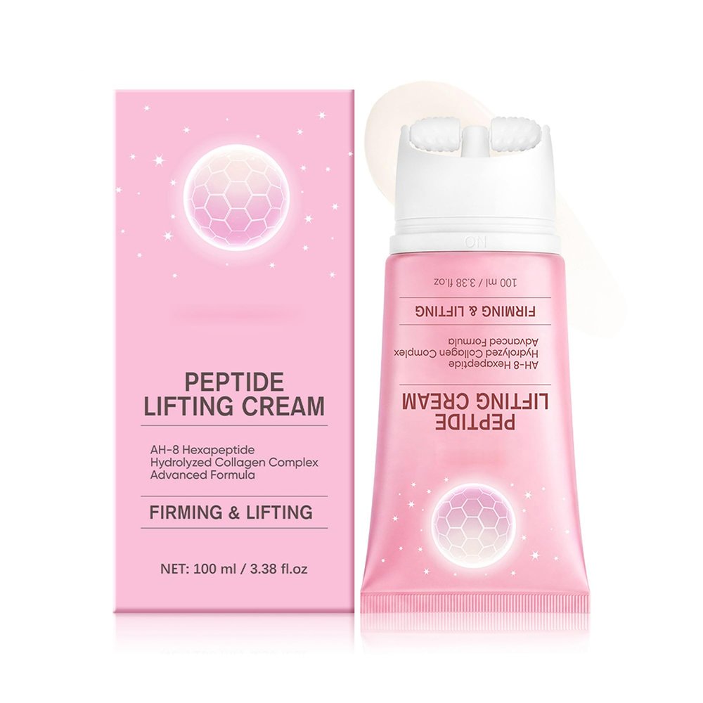 Easilydays Neck Firming Cream with Roller, AH-8 Hexapeptide & Collagen Complex, Peptide Lifting Cream for Crepey Skin, Aging Moisturizer, Smooth Wrinkles & Fine Lines, Lift & Firm, for All Skin Types