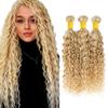 P27/613 Hilight Blonde Bundles Human Hair Water Wave Bundles 12 14 16 Inch Honey Blonde Unprocessed Brazilian Virgin Hair 3 Bundle Deals Quick Weave Hair Extensions 50 Gram Per Bundle view 1