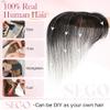 SEGO Hair Toppers for Women Real Human Hair for Widened Part With Wispy Bangs, 3 * 13 cm Hand-tied No-Edge Invisible Ultra Thin Human Hair Topper for Thinning Hair -10 Inch #01B Natural Black view 4
