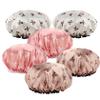 6PCS Shower Cap,Double Waterproof Shower Caps,Reusable Hair Cap for Shower,Bath Bonnet for Women Men,Long & Short Hair(Rose Gold,Pink,White) view 1