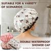 6PCS Shower Cap,Double Waterproof Shower Caps,Reusable Hair Cap for Shower,Bath Bonnet for Women Men,Long & Short Hair(Rose Gold,Pink,White) view 3