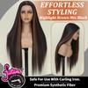 Synthetic 13x6 Lace Front Straight Brown Skunk Stripe Wig For Women 30 Inch view 2